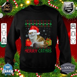 Merry Catmas Cat Ugly Christmas Ragamuffin cat Mom Dad sweatshirt