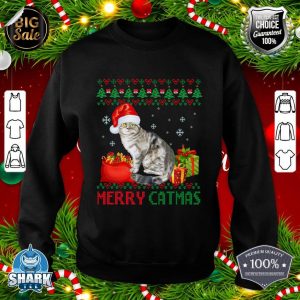Merry Catmas Cat Ugly Christmas Scottish Fold cat Mom Dad sweatshirt