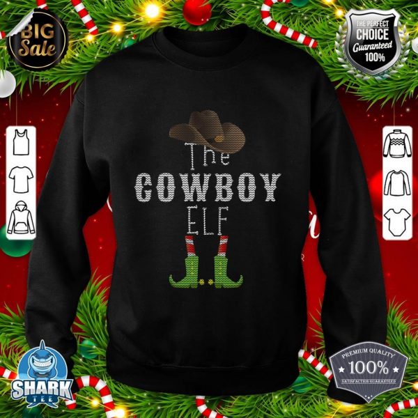 The Cowboy Elf Ugly Christmas Sweater Knit Look sweatshirt