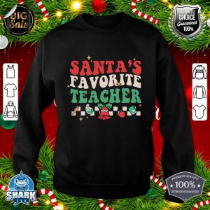 Santa's Favorite Teacher Groovy Retro Christmas Boy Girl sweatshirt