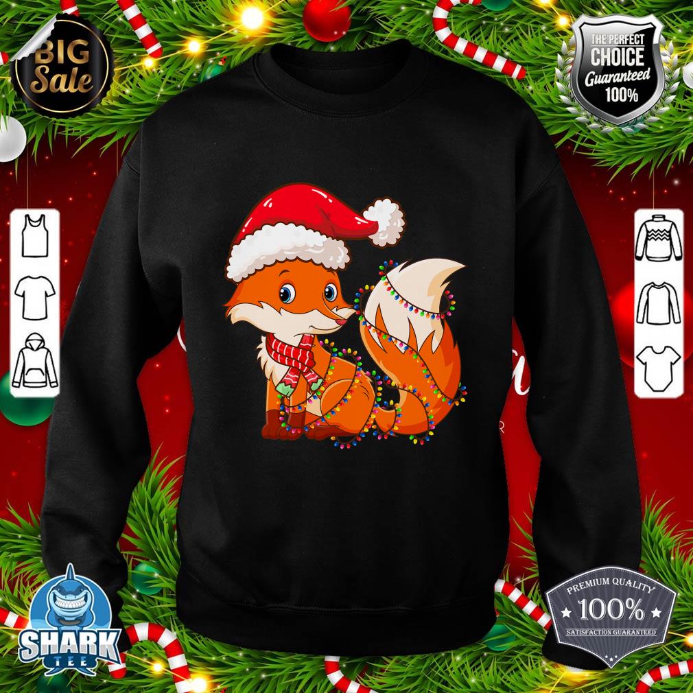 Christmas Lights Fox Wearing Xmas Hat - Cute Funny Fox Lover sweatshirt
