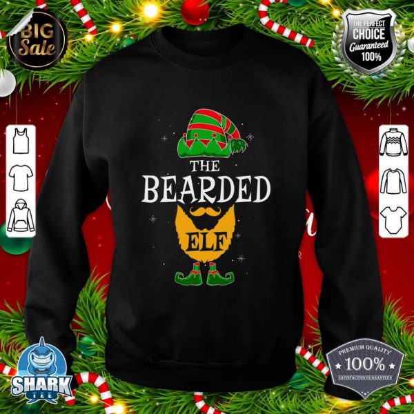 Mens The Bearded Elf Group Matching Family Christmas Daddy Funny sweatshirt