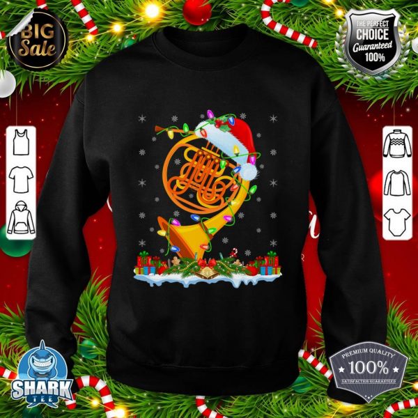 Nice French Horn Lover Matching Santa Hat French Horn Christmas sweatshirt