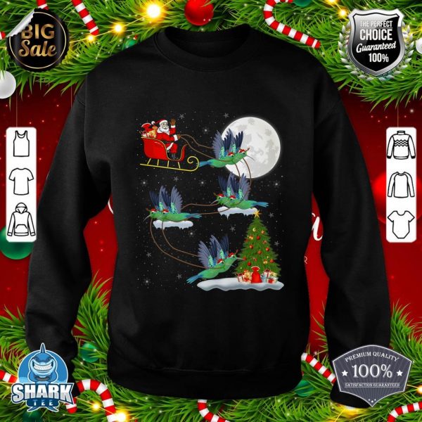 Funny Xmas Lighting Tree Santa Riding Hummingbird Christmas sweatshirt