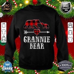 Grannie Bear Shirt, Christmas Grandma Bear Plaid Pajama sweatshirt