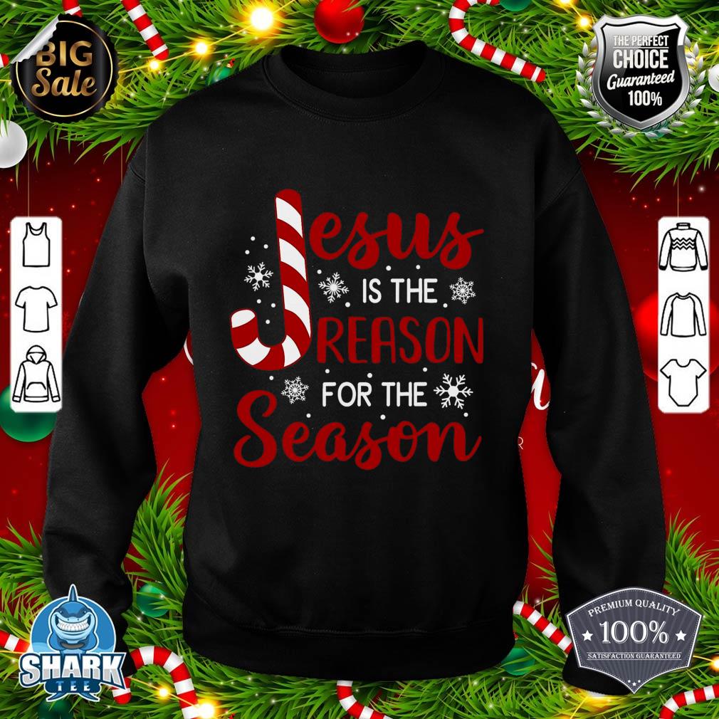 Jesus Is The Reason For The Season Christian Candy Cane Xmas sweatshirt