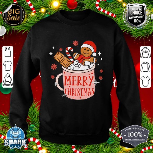 Funny Gingerman Cookie Hot Chocolate Merry Christmas Pajama sweatshirt