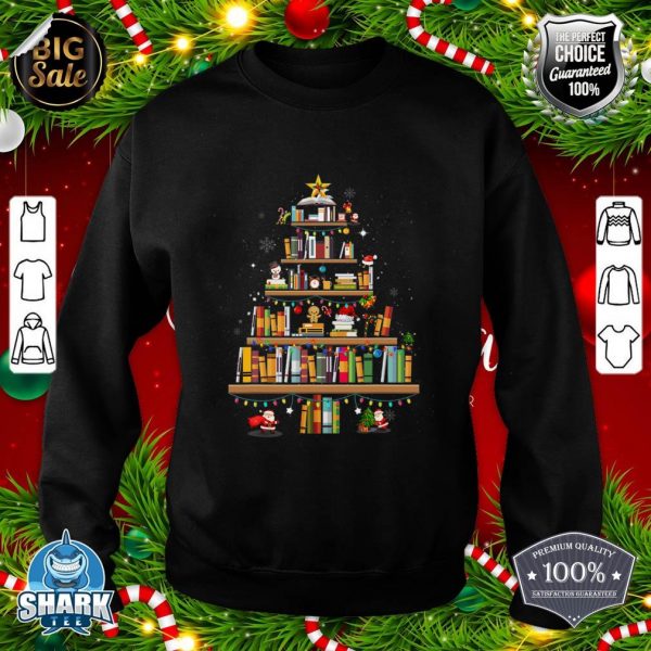Merry Christmas Tree Shirt Love Reading Books Librarian Nerd sweatshirt