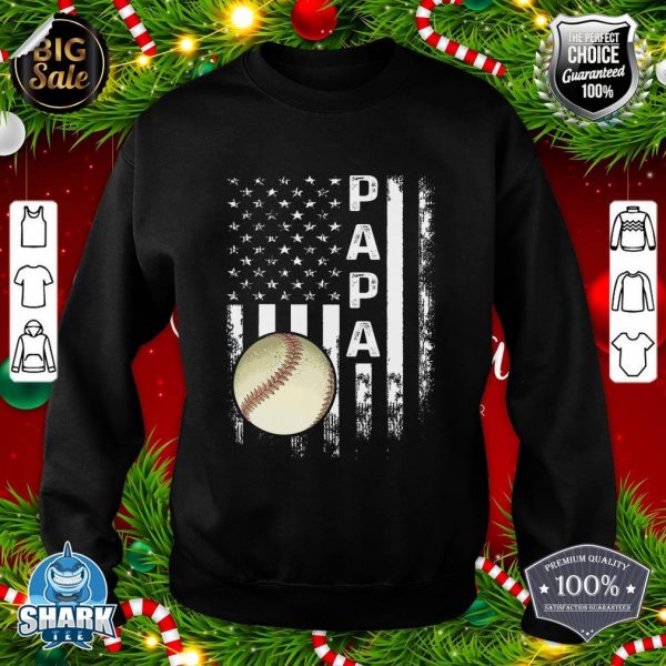 Baseball Papa American Flag Vintage Christmas Xmas sweatshirt