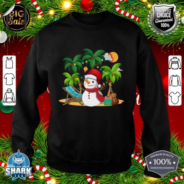 Christmas in July Snowman on Palm Tree Tropical Beach sweatshirt