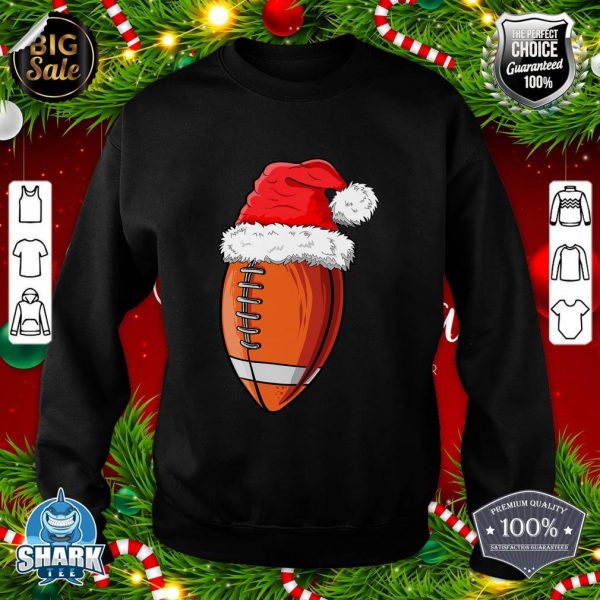 Christmas Football Ball Santa Hat Funny Sports Xmas Boys Men sweatshirt