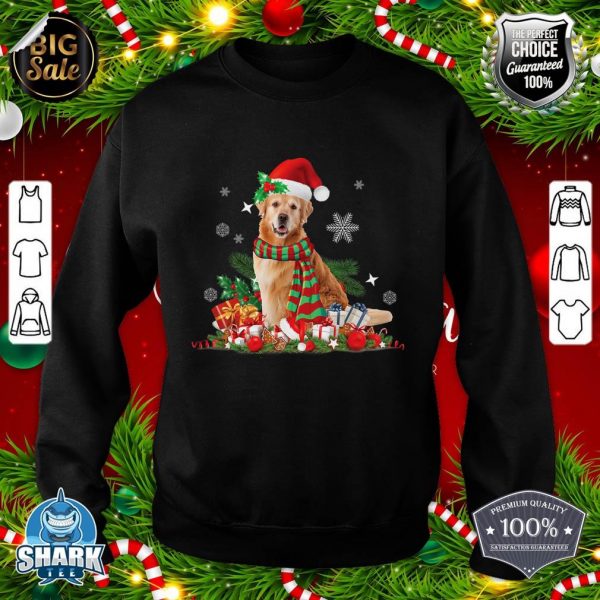 Christmas, Golden Retriever Dog, Santa Hat Lights Presents sweatshirt