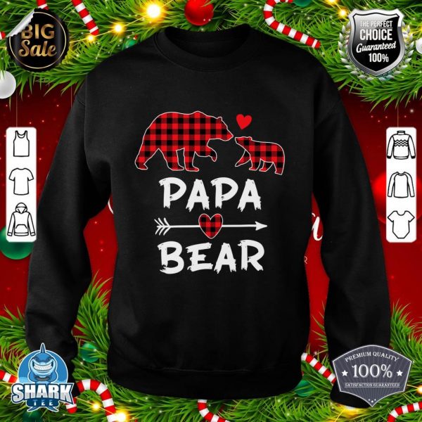 Red Plaid Papa Bear Xmas Funny Family Christmas Pajama Xmas sweatshirt