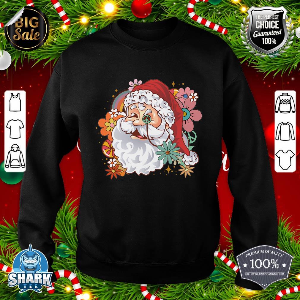 Retro Groovy Peace Love Christmas Hippie Santa Xmas Holiday sweatshirt