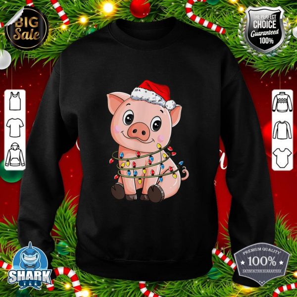 Santa Pig Christmas Lights Pig Lover Christmas sweatshirt