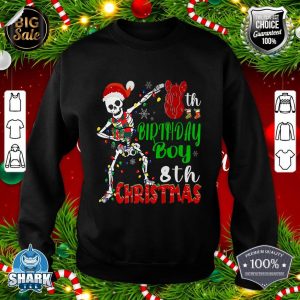 8th Birthday Boy Christmas Dabbing Skeleton Light Boys Men Premium sweatshirt