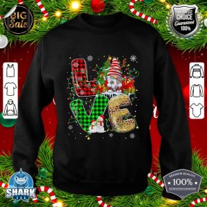 Leopard Buffalo Plaid Love Gnome Christmas Light Family Xmas sweatshirt