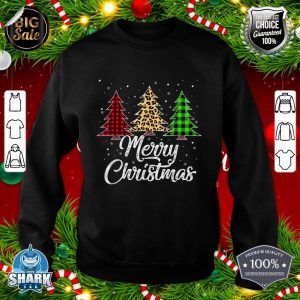 Merry Christmas Tree Three Buffalo Red Plaid Xmas Light sweatshirt