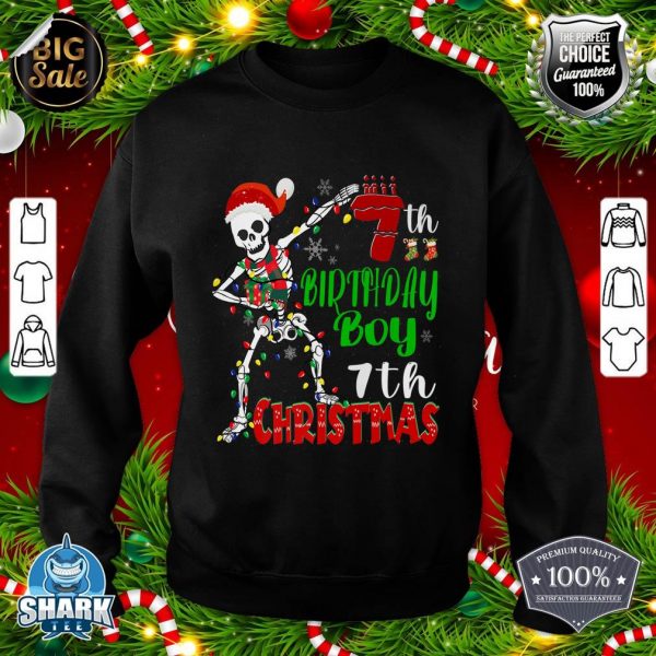 7th Birthday Boy Christmas Dabbing Skeleton Light Boys Men Premium sweatshirt