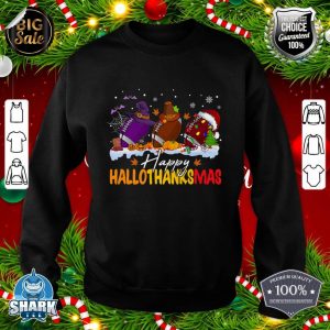 Happy Hallothanksmas Football Lovers Thanksgiving Christmas Premium sweatshirt