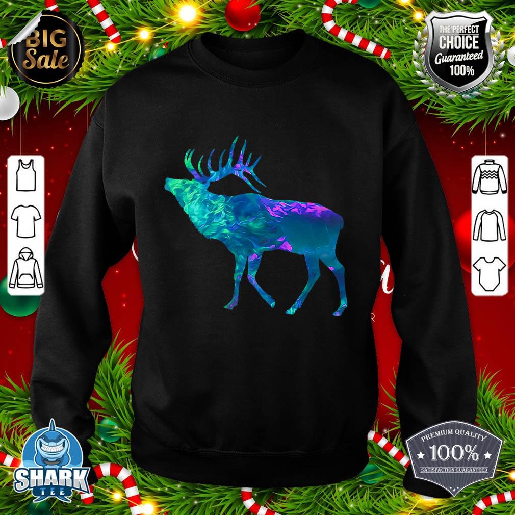 Cyan Blue Violet teal Elk Buck for Hunting hunters Christmas sweatshirt
