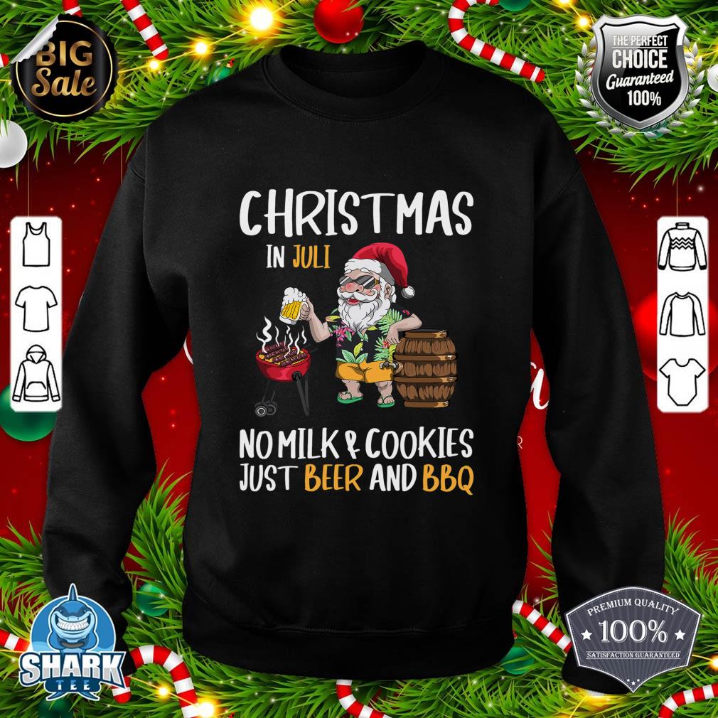 Christmas In July Santa Claus Goes On Holiday Barbecue Party sweatshirt