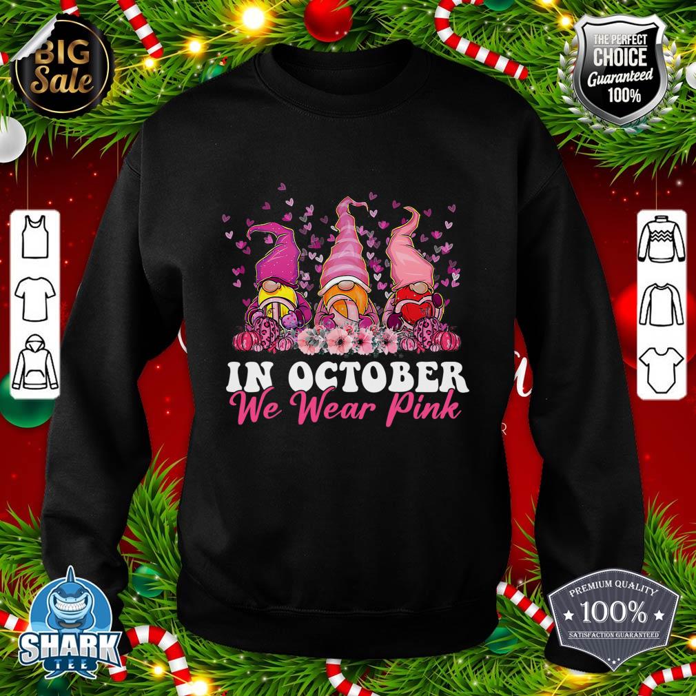 Pumpkin Gnomes Halloween Ribbon In October We Wear Pink sweatshirt