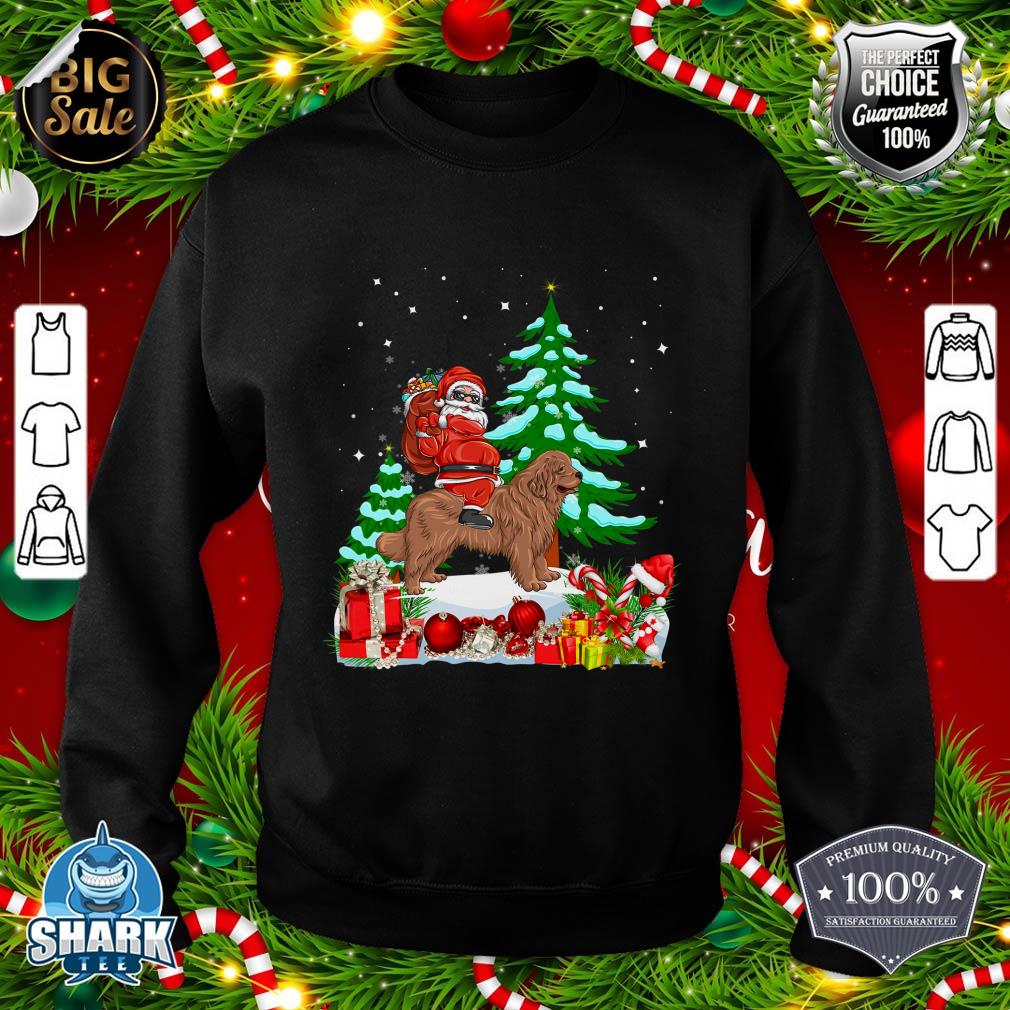 Santa Riding Newfoundland Dog Theme Christmas Newfoundland sweatshirt
