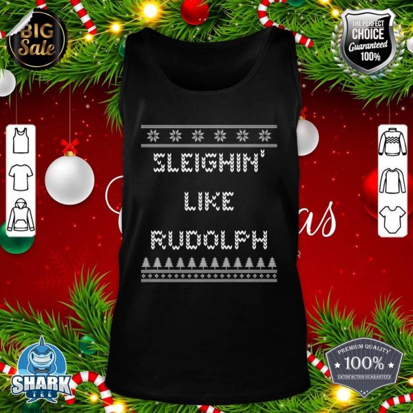 Sleighin' Like Rudolph Christmas Dad Jokes Xmas Punchline Premium tank-top