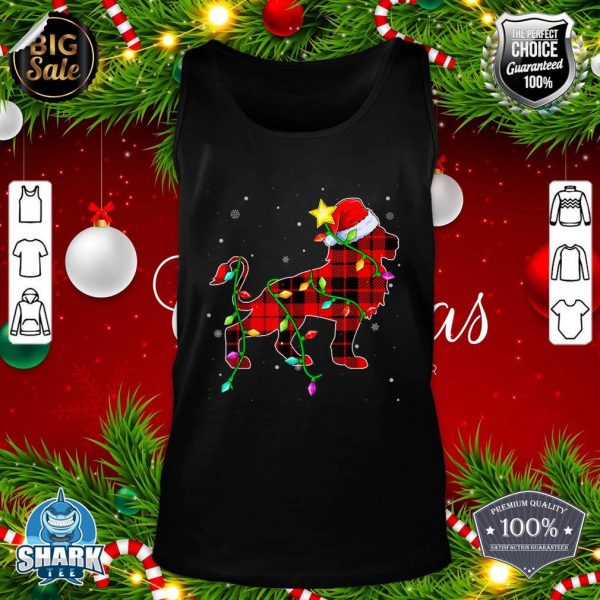 Lion Lover Christmas Funny Santa Hat Xmas Lights Holidays tank-top