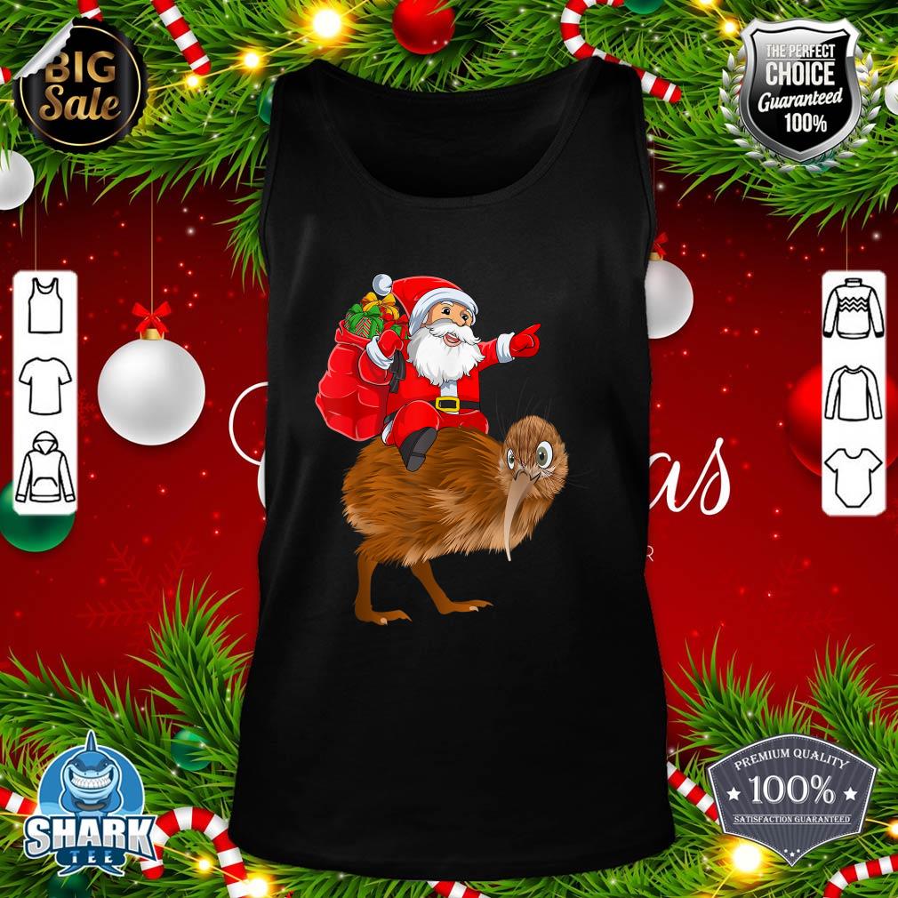 Matching Family Funny Santa Riding Kiwi Bird Christmas tank-top