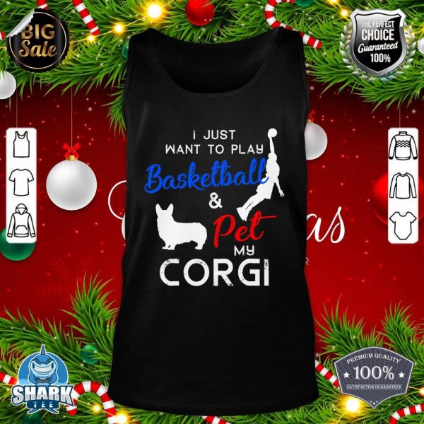 Corgi Funny Basketball Dog Owner Lover Xmas Gift tank-top