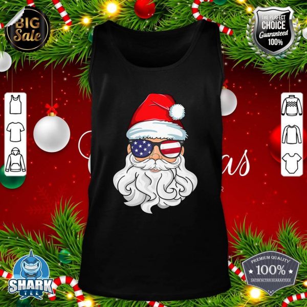 Santa Claus Patriotic USA Sunglasses Christmas in July Santa tank-top