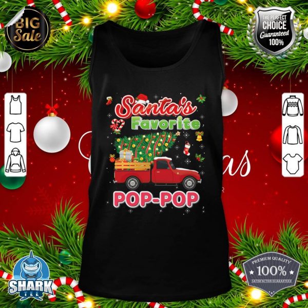 Santa's Favorite Pop-pop Christmas Tree Truck Matching Xmas tank-top
