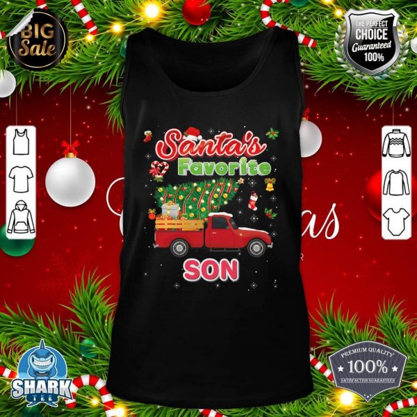 Santa's Favorite Son Christmas Tree Truck Matching Family tank-top