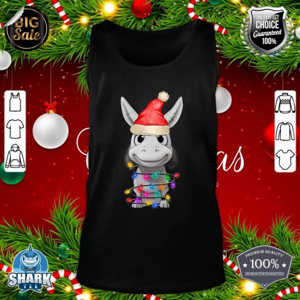 Donkey Christmas Tree Light Tangled Pajama Xmas Graphic tank-top