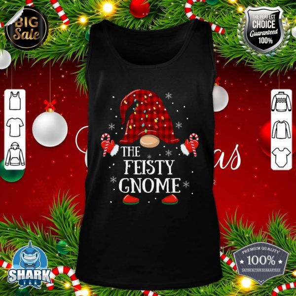 Feisty Gnome Buffalo Plaid Matching Family Christmas tank-top
