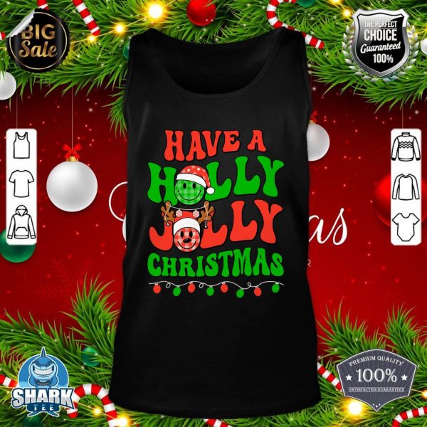 Groovy Christmas Have A Holly Xmas Jolly Team Santa Elf PJs tank-top
