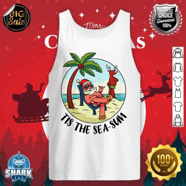 Tis The Sea-Sun Santa Claus Beach Summer Christmas In July tank-top