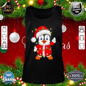 Penguin Lover Xmas Lighting Santa Penguin Christmas tank-top
