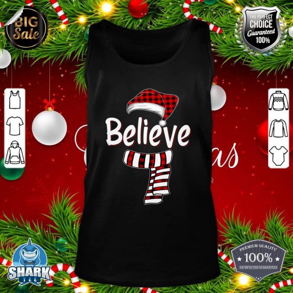 Believe Christmas Santa Claus Red plaid Shirt Believe Santa tank-top