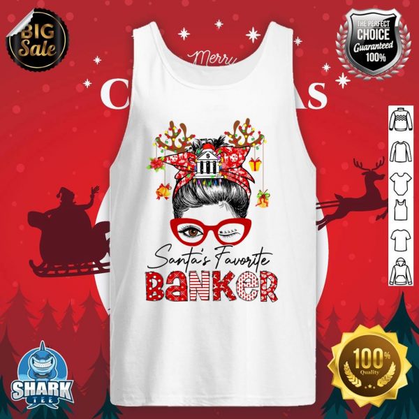 Messy Bun Hair- Christmas Tree-Santa's Favorite Banker tank-top