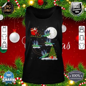 Funny Xmas Lighting Tree Santa Riding Hummingbird Christmas tank-top