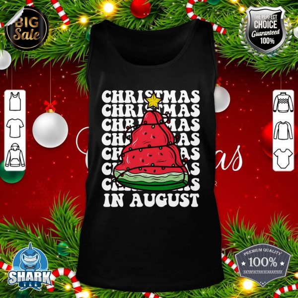 Christmas In August Funny Watermelon Xmas Tree tank-top