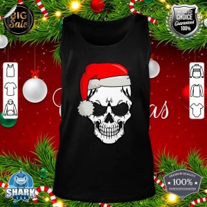 Christmas Skeleton Skull with Christmas Cap tank-top