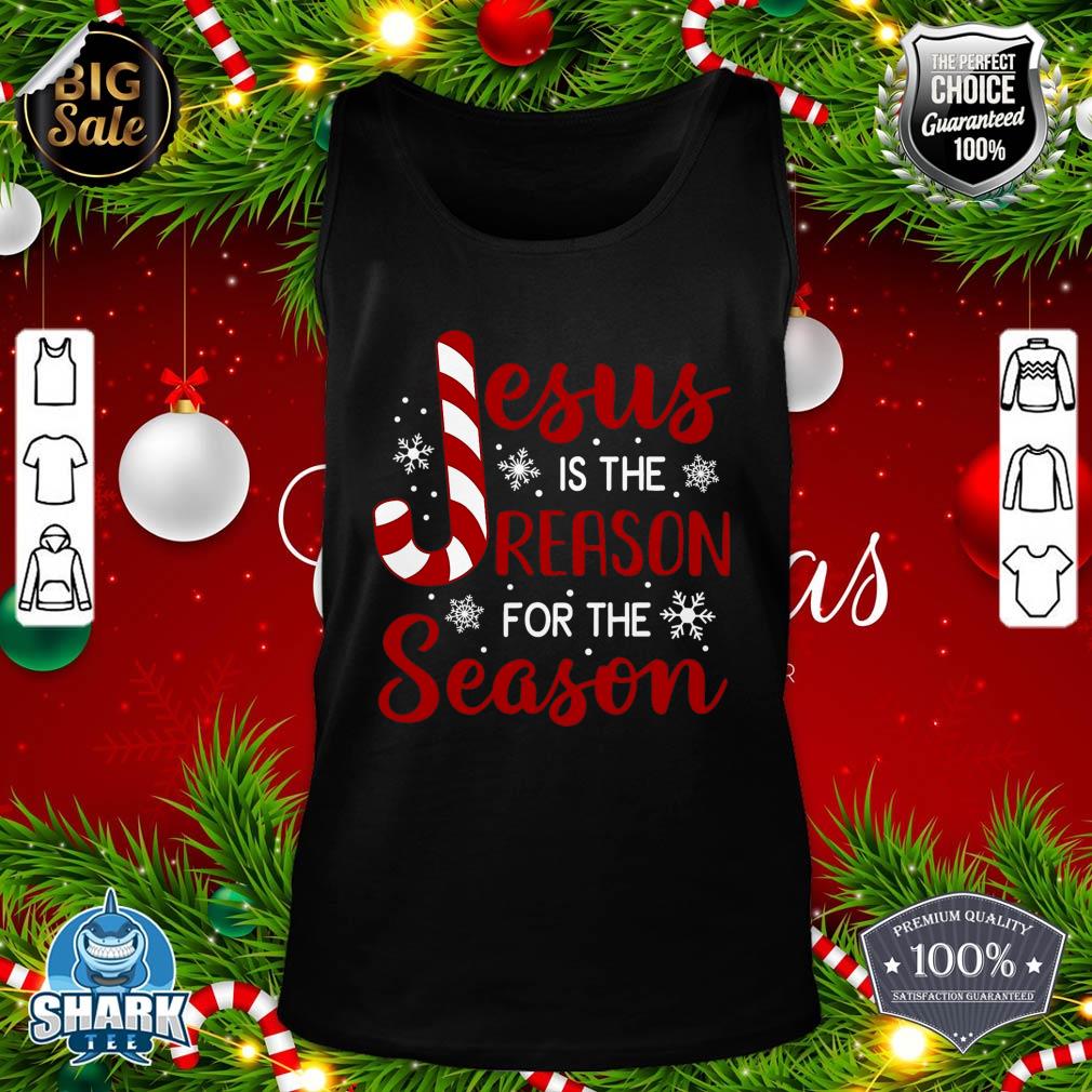 Jesus Is The Reason For The Season Christian Candy Cane Xmas tank-top