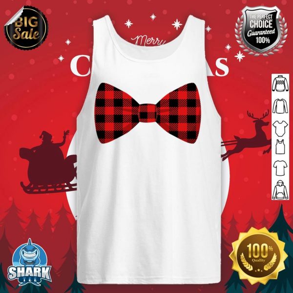 Red Buffalo Plaid Neck bow Tie Matching Christmas Costume tank-top