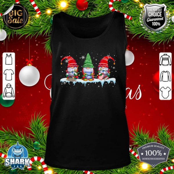 Three Cleaning Gnomes Funny Christmas Lights Gnome Cleaning tank-top