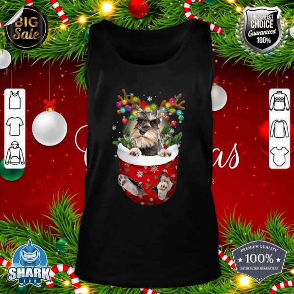 Schnauzer Reindeer In Pocket Christmas Dog Lovers Pajama tank-top