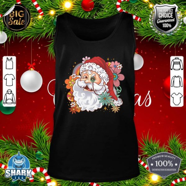Retro Groovy Peace Love Christmas Hippie Santa Xmas Holiday tank-top